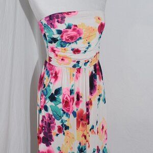 Vanilla Bay Womens Small Maxi Dress With Pockets Sleeveless Floral White EUC
